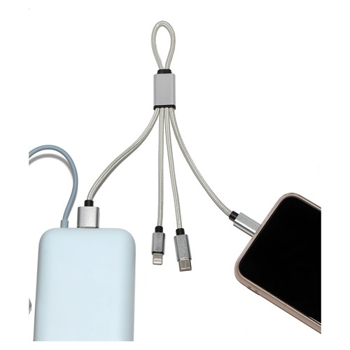 MIJI - CÂBLE COURT 4 EN 1 18 CM À CHARGE RAPIDE 20W EN MATÉRIAUX RECYCLÉS - SILVER