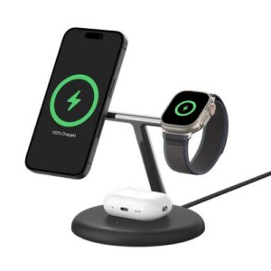 STATION DE RECHARGE 3-EN-1 AVEC INDUCTION Qi2 15W POUR IPHONE / AIRPODS