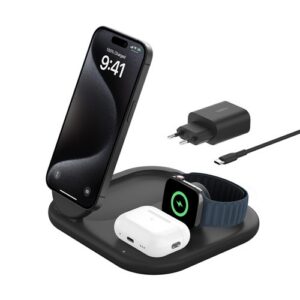 STATION DE RECHARGE RETRACTABLE 3-EN-1 AVEC INDUCTION POUR IPHONE / AIRPODS / WATCH