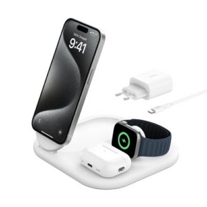 STATION DE RECHARGE RETRACTABLE 3-EN-1 AVEC INDUCTION POUR IPHONE / AIRPODS / WATCH