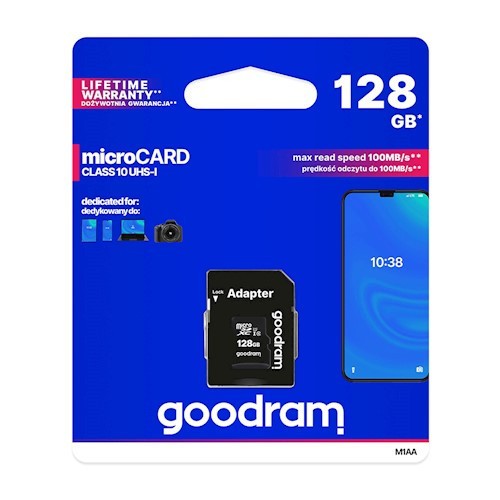 CARTE MEMOIRE MICRO SDHC CLASS 10 100 Mb/s - 128GB - GOODRAM