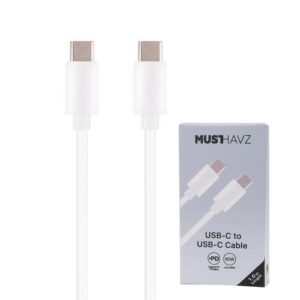 CABLE CHARGE USB-C VERS USB-C PD 3.0 (60W) - LONGUEUR 1M - BLANC