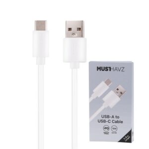 CABLE CHARGE USB-A VERS USB-C (15W) - LONGUEUR 1M - BLANC