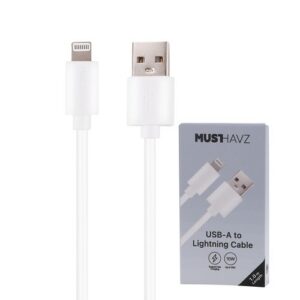 CABLE CHARGE USB-A VERS LIGHTNING (10W) - LONGUEUR 1M - BLANC