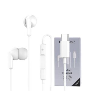 ECOUTEURS INTRA-AURICULAIRE TYPE-C + TELECOMMANDE + MICRO - BLANC