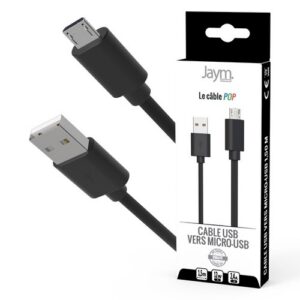 CABLE CHARGE USB-A VERS MICRO-USB - LONGUEUR 1.5M - NOIR -
