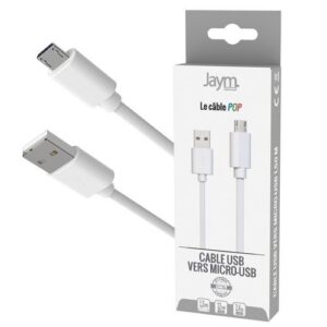 CABLE CHARGE USB-A VERS MICRO-USB - LONGUEUR 1.5M - BLANC -