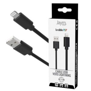 CABLE CHARGE USB-A VERS LIGHTNING - LONGUEUR 1.5M - NOIR -