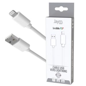 CABLE CHARGE USB-A VERS LIGHTNING - LONGUEUR 1.5M - BLANC -