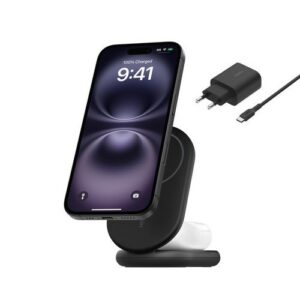 STATION DE RECHARGE PLIABLE 2-EN-1 AVEC INDUCTION Qi2 15W POUR IPHONE / AIRPODS