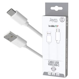 CABLE CHARGE USB-A VERS USB-C - LONGUEUR 1.5M - BLANC -