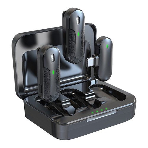 PACK 2 MICROPHONES CRAVATE SANS FIL AVEC PINCE + BOITIER DE RECHARGE