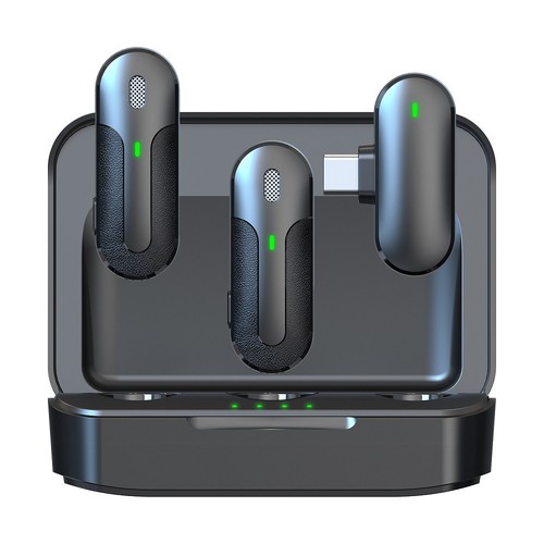 PACK 2 MICROPHONES CRAVATE SANS FIL AVEC PINCE + BOITIER DE RECHARGE