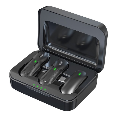 PACK 2 MICROPHONES CRAVATE SANS FIL AVEC PINCE + BOITIER DE RECHARGE