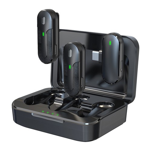 PACK 2 MICROPHONES CRAVATE SANS FIL AVEC PINCE + BOITIER DE RECHARGE