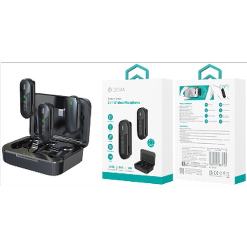 PACK 2 MICROPHONES CRAVATE SANS FIL AVEC PINCE + BOITIER DE RECHARGE