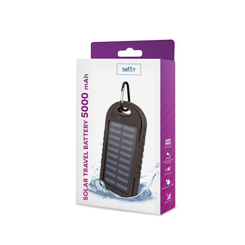 BATTERIE DE SECOURS SOLAIRE 5 000 MAH NOIRE - SETTY