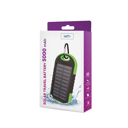 BATTERIE DE SECOURS SOLAIRE 5 000 MAH VERTE - SETTY