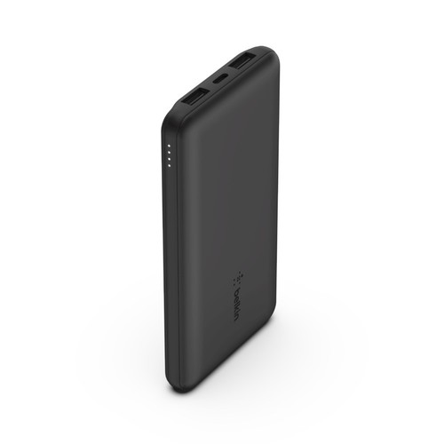 BATTERIE DE SECOURS 10 000 MAH NOIRE AVEC 3 SORTIES 1 USB-C ET 2 USB-A