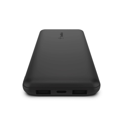 BATTERIE DE SECOURS 10 000 MAH NOIRE AVEC 3 SORTIES 1 USB-C ET 2 USB-A