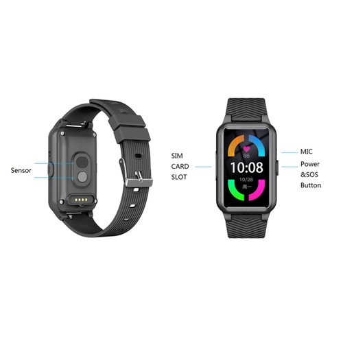 MONTRE CONNECTEE INTELLIGENTE 2G/4G ALERTE DE CHUTE OU D'INACTIVITE - FREQUENCE CARDIAQUE - IP67 – NOIRE