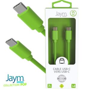 CABLE CHARGE USB-C VERS USB-C PD (27W) - LONGUEUR 1.5M - VERT -