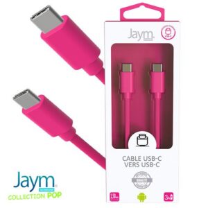 CABLE CHARGE USB-C VERS USB-C PD (27W) - LONGUEUR 1.5M - ROSE -