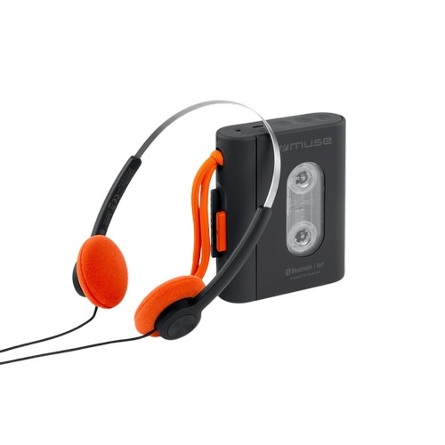 LECTEUR RÉTRO DE CASSETTE PORTABLE AVEC CASQUE AUDIO FILAIRE - JACK 3.5 + BLUETOOTH - NOIR - MUSE