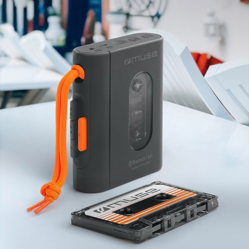 LECTEUR RÉTRO DE CASSETTE PORTABLE AVEC CASQUE AUDIO FILAIRE - JACK 3.5 + BLUETOOTH - NOIR - MUSE
