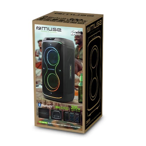 ENCEINTE PORTABLE PARTY BOX 300W USB / AUX / BLUETOOTH 5.3 + MICROPHONE INCLUS + LUMIERE D'AMBIANCE - MUSE