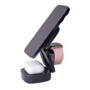 STATION DE RECHARGE INDUCTION 3-EN-1 MAGSAFE 15W : SMARTPHONE + AIRPODS + WATCH - NOIR - MAXLIFE