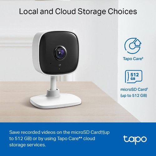 CAMERA WIFI POUR INTERIEUR AVEC ENREGISTREMENT - VISION NOCTURNE - VIDEO 1080P FULL HD - TAPO