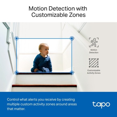 CAMERA WIFI DE SECURITE POUR INTERIEUR AVEC ENREGISTREMENT - ROTATIVE 360° ET INCLINABLE 114° - VIDEO 2K 4MP QHD - TAPO