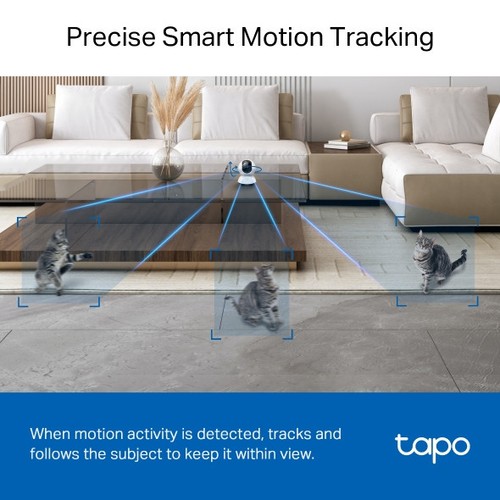 CAMERA WIFI DE SECURITE POUR INTERIEUR AVEC ENREGISTREMENT - ROTATIVE 360° ET INCLINABLE 114° - VIDEO 2K 4MP QHD - TAPO