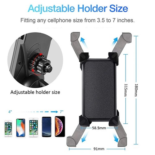 SUPPORT VELO ROTATIF UNIVERSEL POUR SMARTPHONE TOUTE TAILLE DE 3.5" JUSQU'A 7"