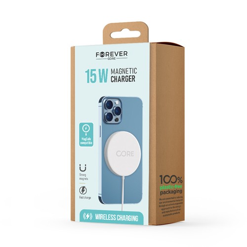 CHARGEUR SANS FIL A INDUCTION MAGSAFE 15W BLANC - FOREVER