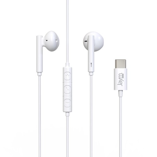 KIT PIETON ECOUTEURS CLASSIQUES TYPE-C + TELECOMMANDE + MICRO BLANC - JAYM®