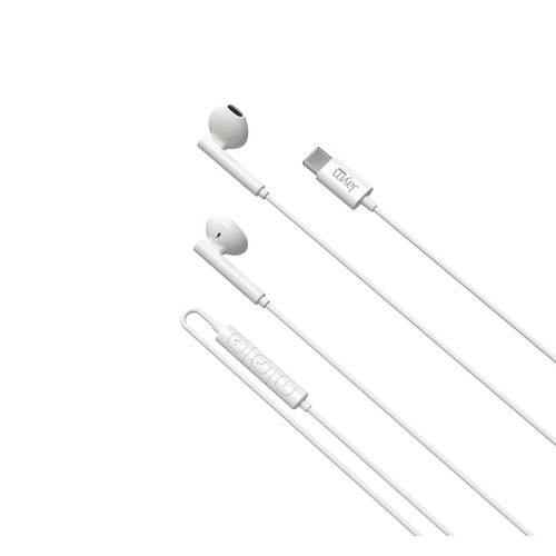 KIT PIETON ECOUTEURS CLASSIQUES TYPE-C + TELECOMMANDE + MICRO BLANC - JAYM®