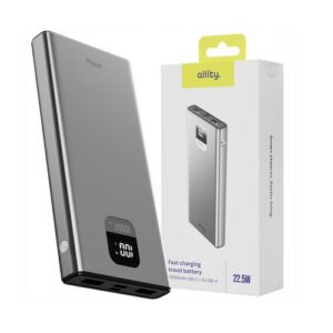 BATTERIE DE SECOURS 10 000 MAH 1 USB-C PD 20W IN/OUT + 2 USB-A OUT + 1 MICRO-USB IN - AFFICHAGE DIGITAL - ARGENT - ALLITY