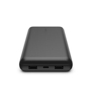 BATTERIE DE SECOURS 20 000 MAH NOIRE AVEC 3 SORTIES 1 USB-C ET 2 USB-A