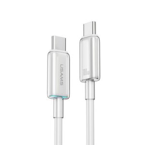 CABLE CHARGE USB-C VERS USB-C PD 3.0 (100W) - 1.2M - LED LUMINEUSE - BLANC - USAMS