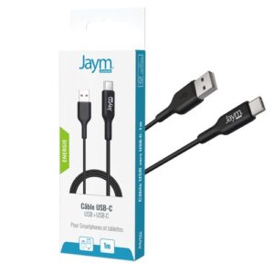 CABLE CHARGE USB-A VERS USB-C - LONGUEUR 1M - NOIR -