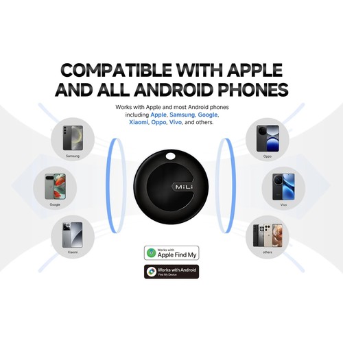 LOCALISATEUR D'OBJETS - TAG UNIVERSEL CERTIFIÉ APPLE FIND MY® ET ANDROID LOCALISATOR® - FORMAT PORTE CLÉS - BLANC - MILI