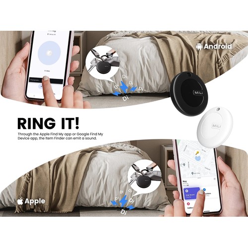LOCALISATEUR D'OBJETS - TAG UNIVERSEL CERTIFIÉ APPLE FIND MY® ET ANDROID LOCALISATOR® - FORMAT PORTE CLÉS - BLANC - MILI