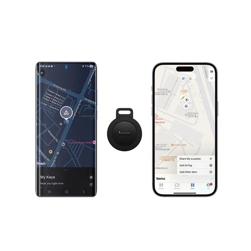 LOCALISATEUR D'OBJETS - TAG UNIVERSEL CERTIFIÉ APPLE FIND MY® ET ANDROID FIND MY DEVICE® - FORMAT PORTE CLÉS - NOIR - HOCO