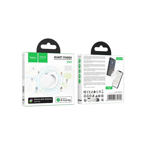 LOCALISATEUR D'OBJETS - TAG UNIVERSEL CERTIFIÉ APPLE FIND MY® ET ANDROID FIND MY DEVICE® - FORMAT PORTE CLÉS - BLANC - HOCO