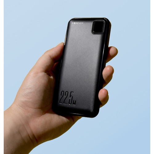 BATTERIE DE SECOURS 10 000 MAH 2 USB-A OUT + 1 USB-C IN/OUT - NOIR - FOREVER