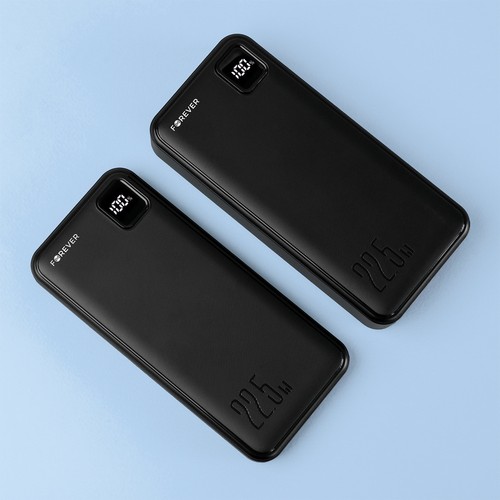 BATTERIE DE SECOURS 10 000 MAH 2 USB-A OUT + 1 USB-C IN/OUT - NOIR - FOREVER