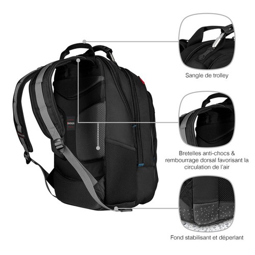 SAC À DOS POUR ORDINATEUR PORTABLE 17'' - CARBON - NOIR - WENGER