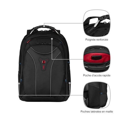 SAC À DOS POUR ORDINATEUR PORTABLE 17'' - CARBON - NOIR - WENGER